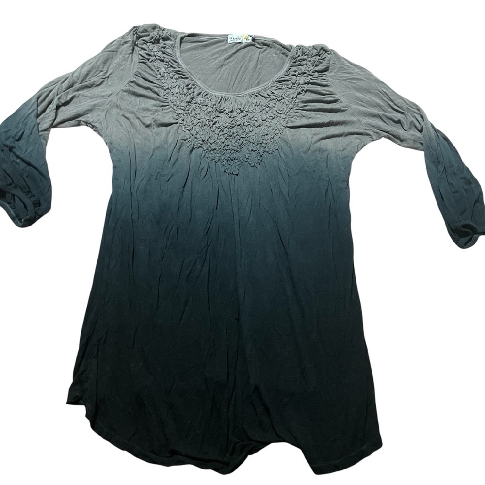 Charcoal Ruched Ombre Tunic Unity World Wear Size 1X Super Soft Whimsy Goth